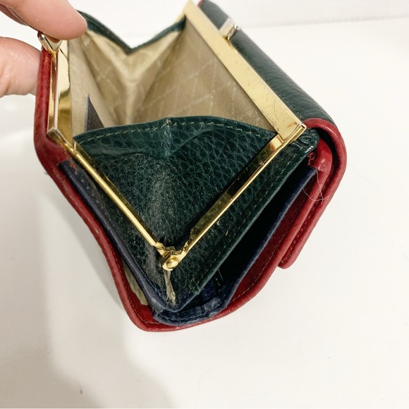 Vintage Alfred Sung Tri-Color Leather Wallet Flap with Snap Closure Change Purse - Picture 8 of 13